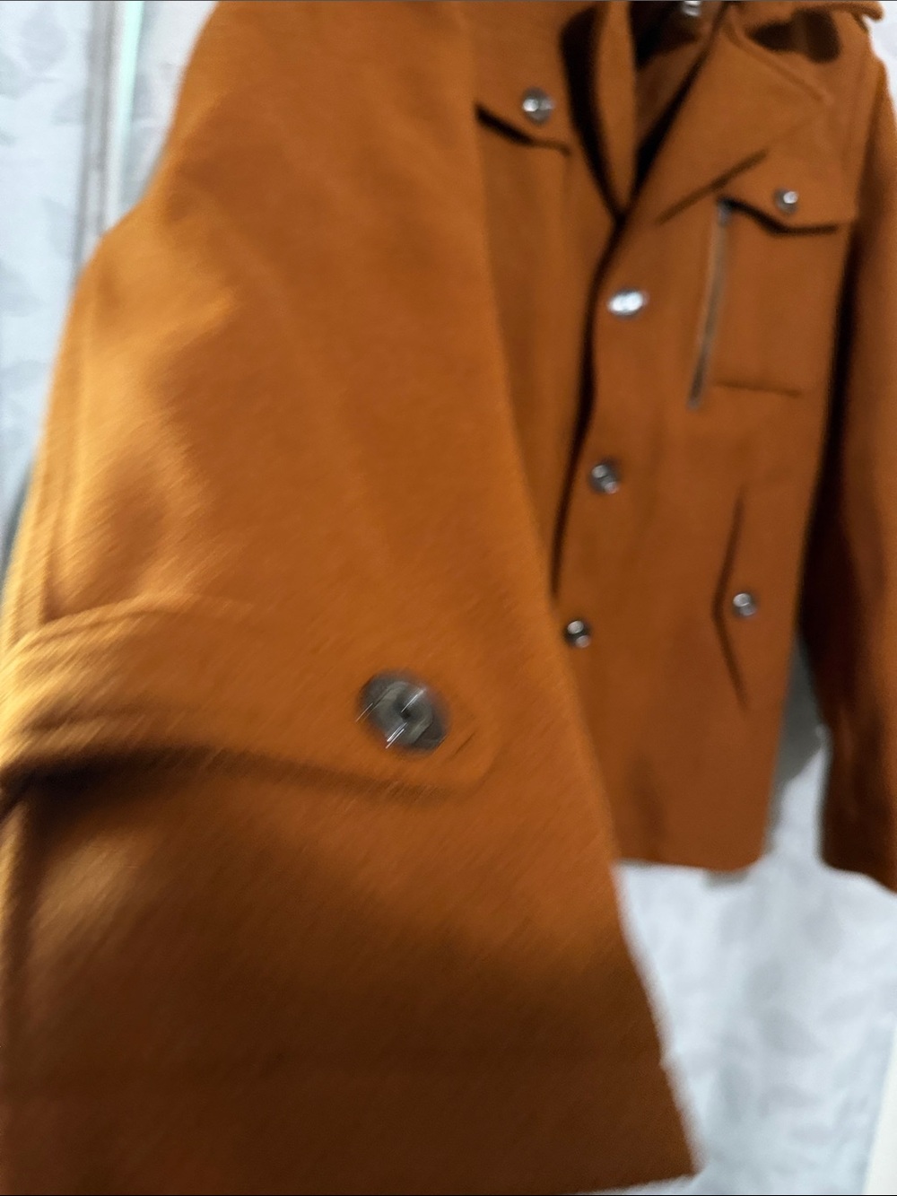 Men's Camel Wool Blend Military-Inspired Pea Coat size M - Picture 5 of 11